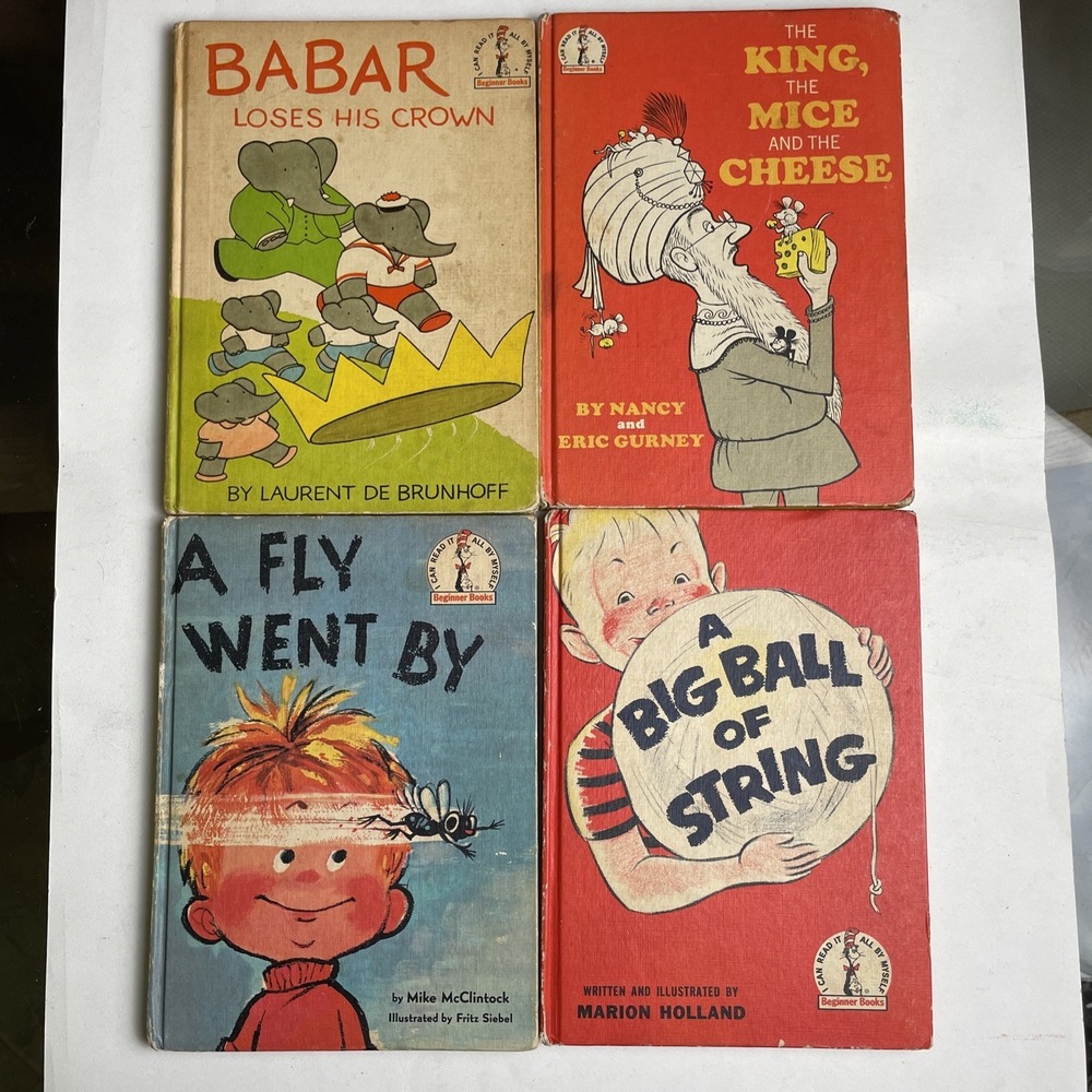 Lot of 4 Vintage Dr. Seuss Books 1958 Classic Children's Beginner Readers